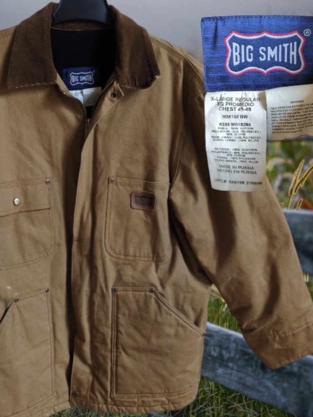 VTG Big Smith Duck Canvas Tan Chore Coat Jacket Mens XL Insulated Heavy Workwear